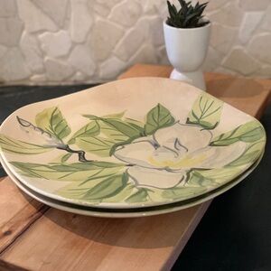 RED WING POTTERY | Set of 2 | Hand Painted Magnolia Plates